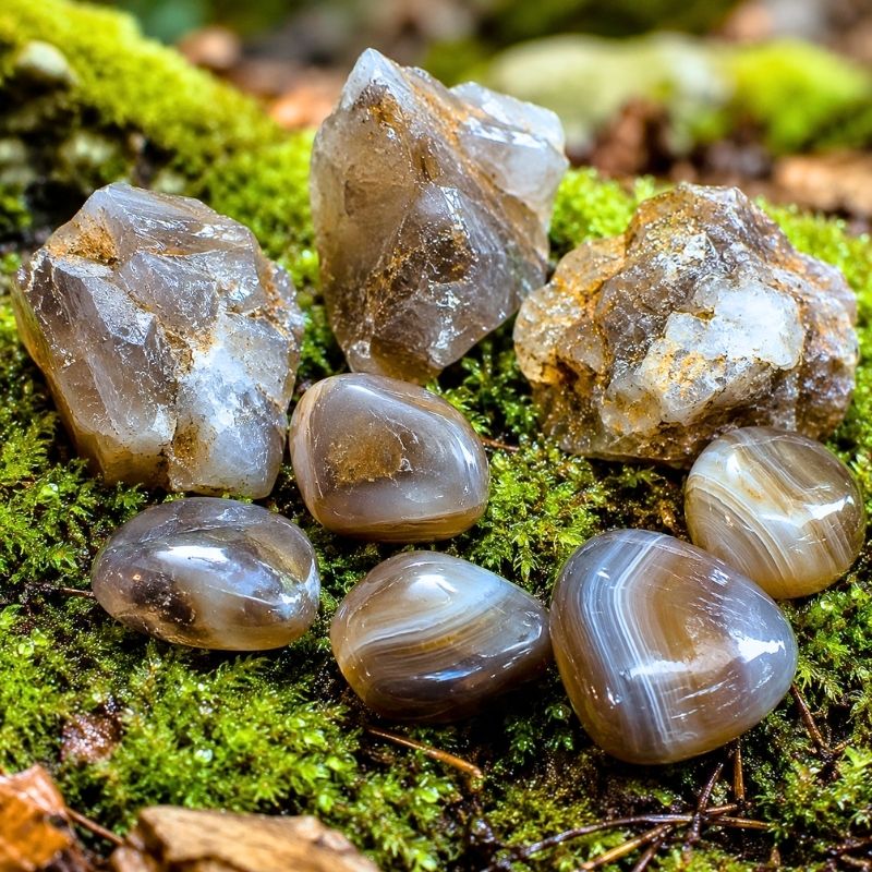 Kouřové acháty v oroseném mechu Magického lesa splněných přání