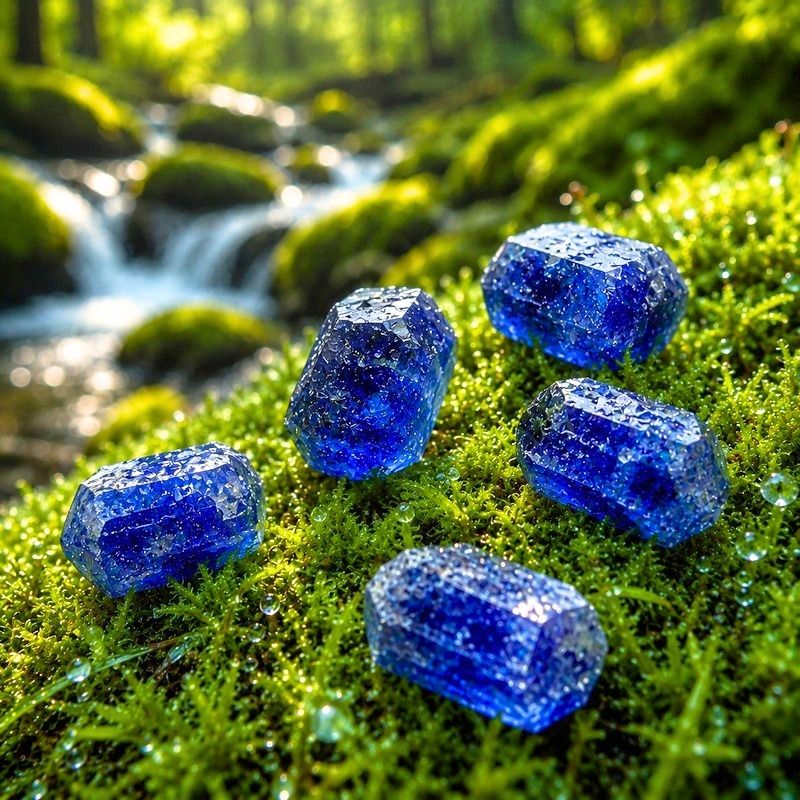 Surové safíry v oroseném mechu Magického lesa splněných přání