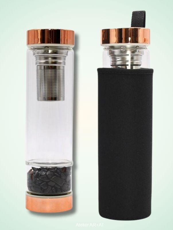 Skleněná láhev 500 ml s čajovým difuzérem a onyxem