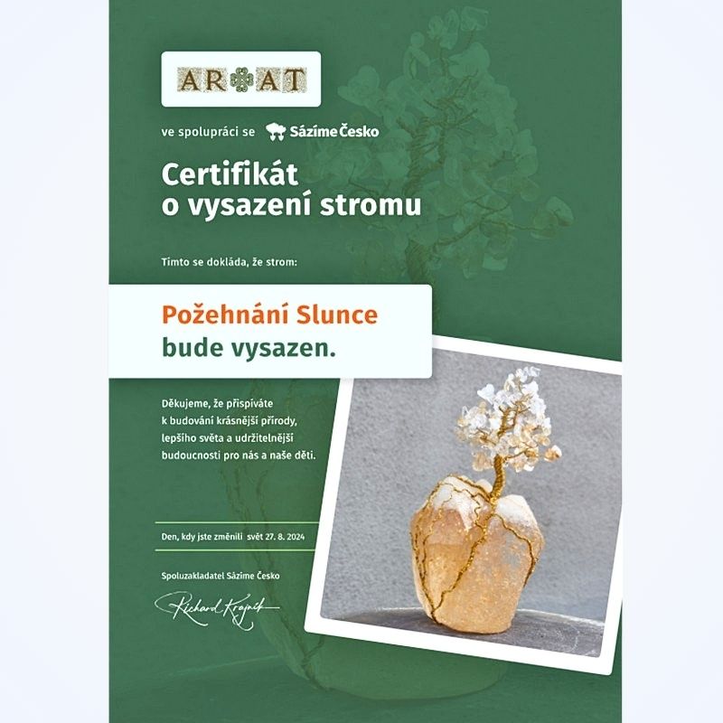 Certifikát o zakoupení živé sazenice Stromu Života